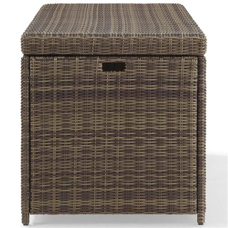 Crosley Furniture Bradenton Wicker / Rattan Patio Deck Box in Weathered Brown - Image 4