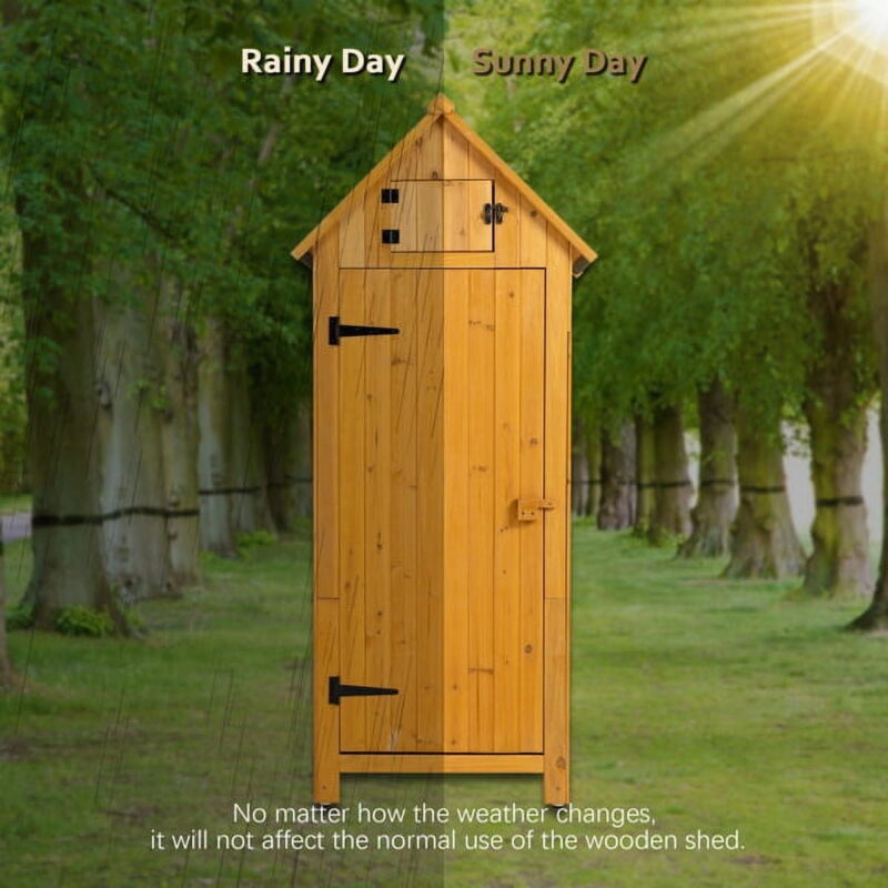 Outdoor Tool Storage Cabinet, Wooden Fir Garden Shed with Single Storage Door - Image 5