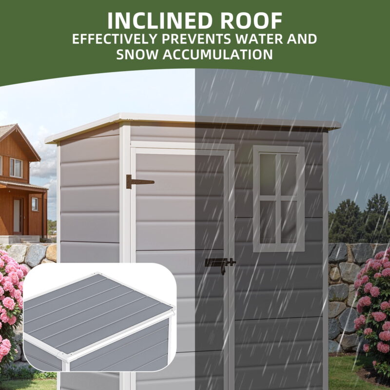 Uforic Resin Outdoor Storage Shed, 5x3 FT with Floor All-Weather Resin Storage Shed with Lockable Door & Window, Waterproof - Image 5