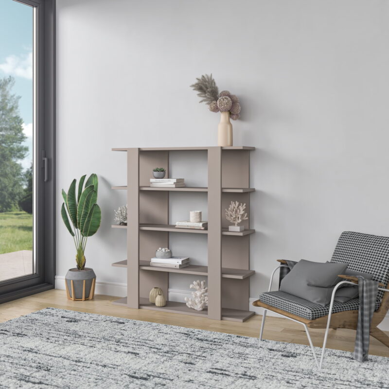 Ada Home Decor Furniture 4 Tier Open Shelf Light Mocha Beecroft Modern Bookcase - Image 3