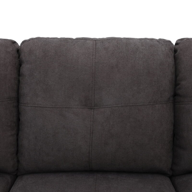 Hommoo Flannel Sectional Sofa Model Set, Modern 4-Seat Couches and Sofaes, L-Shaped Living Room Furniture Set, Dark Brown(No Ottomans) - Image 6