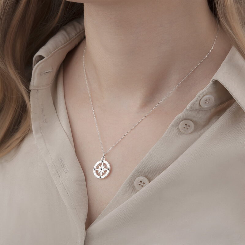 Anavia Anniversary Gift for Girlfriend / Wife, Sterling Silver Compass Necklace Gift Card, I'd Be Lost Without You Jewelry for Her - Image 4