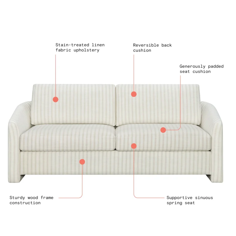 Beautiful Drew 72.2" Sofa by Drew Barrymore for Adults, Striped Linen - Image 3