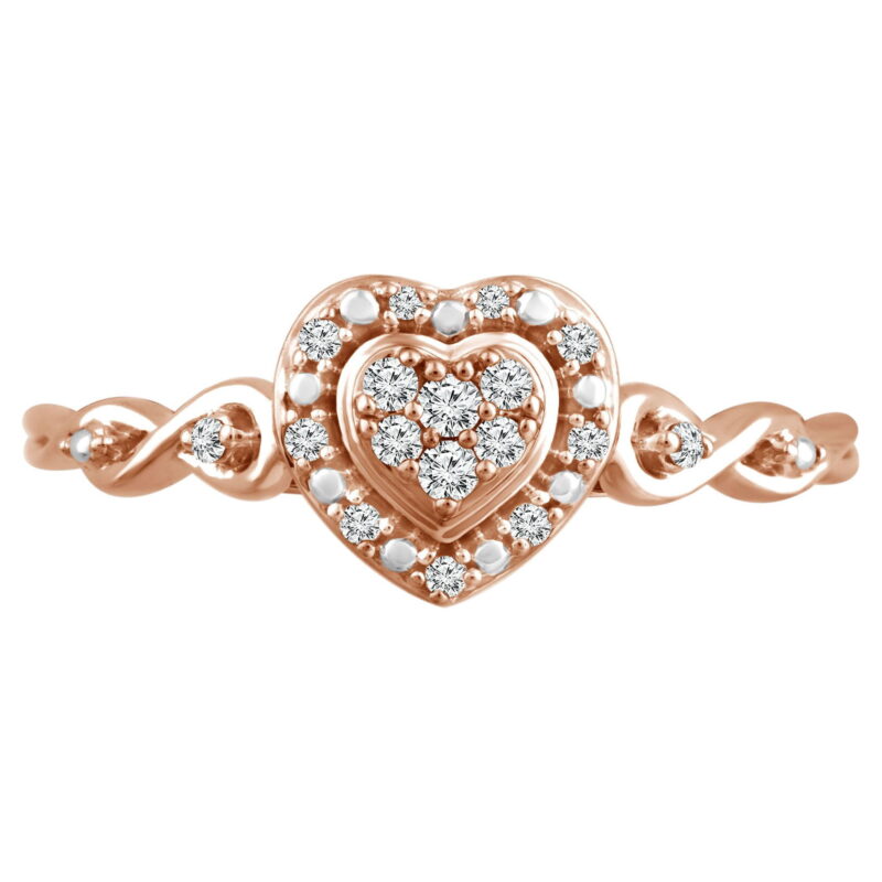 COLOR OF LOVE Heart-Shaped Diamond Ring 1/10 ct. t.w in 10K Rose Gold - Image 3