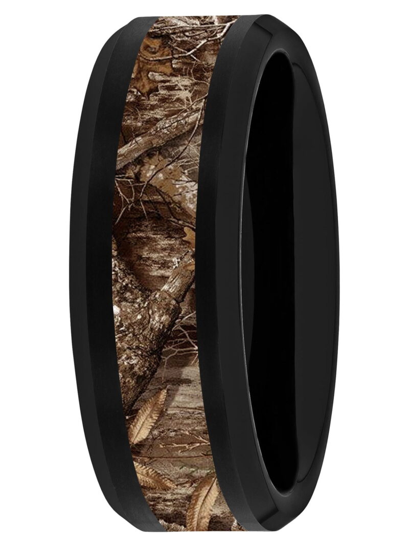 Men's Black Tungsten Brown Camo Center 8MM Wedding Band - Men's Ring - Image 3