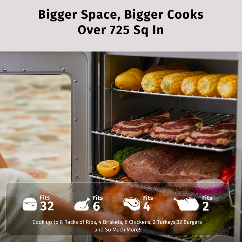 EAST OAK Pro 30 inch Electric Vertical Smoker Portable with Window and Legs, Deep Blue - Image 2