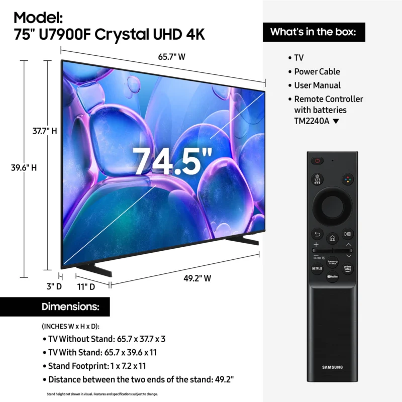Samsung 75" Class Crystal UHD U7900F 4K Smart TV 2025 - UN75U7900FFXZA - Image 5