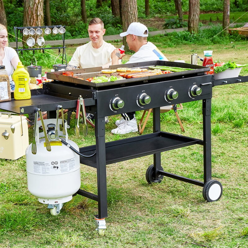 Vebreda 60000BTU 4 Burner Foldable Outdoor Propane Gas Grill , Black - Image 2