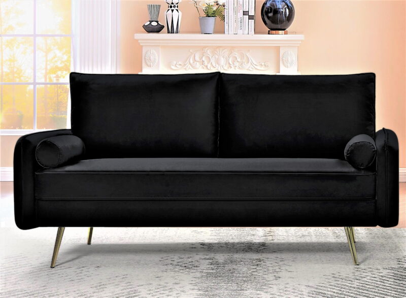 US Pride Furniture Villeda 70''W Polyester Square Arms Sofa Black - Image 2