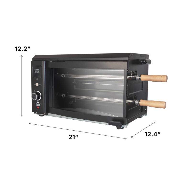 Brazilian Flame 2 Skewer Black Electric Rotisserie Grill with Multi Skewer System - Image 2
