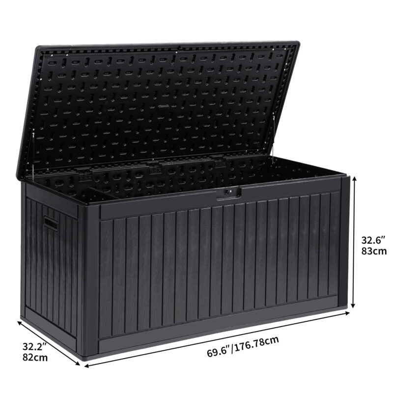 Dextrus 260 Gallon Waterproof Resin Deck Box, Lockable, for Patio Furniture & Garden Tools, Black - Image 2