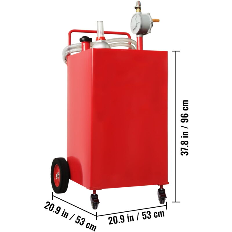 SKYSHALO, 30 Gallon Gasoline Diesel Fuel Container Manuel Transfer Pump Red - Image 2