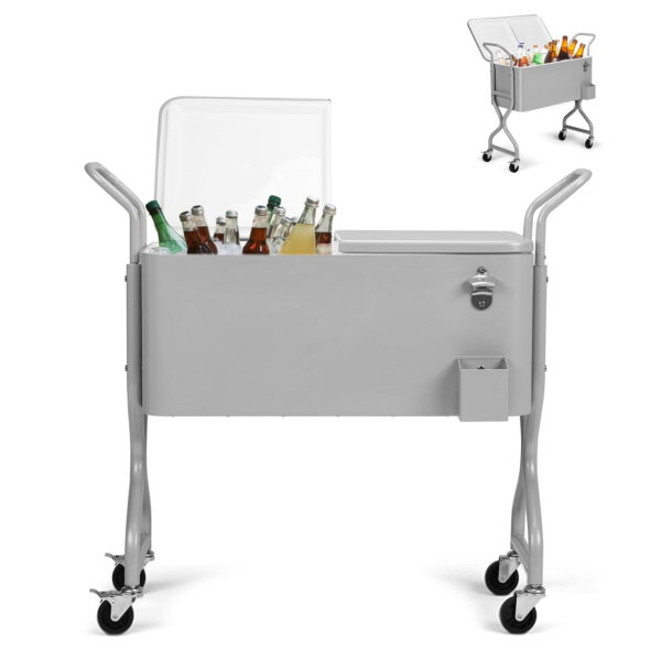 80qt Outdoor Beverage Rolling Cooler for Backyard Deck Patio with Wheels