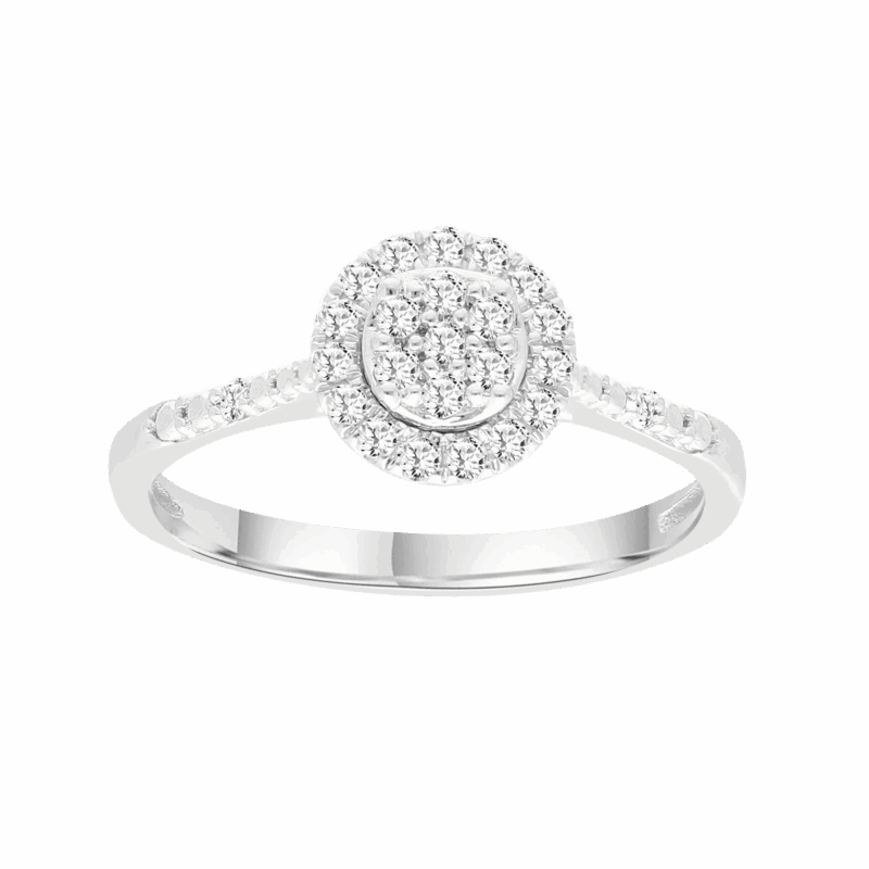 Brilliance Fine Jewelry Round 1/4 Carat Lab Grown Diamond Bridal Ring in Sterling Silver - Image 2