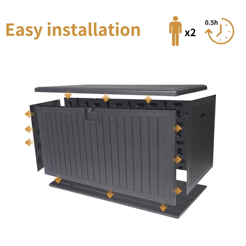 230 Gallon Extra Deck Box Lockable Resin Outdoor Storage Box Waterproof Outdoor Container for Patio Furniture Cushions, Pool,Black - Image 6