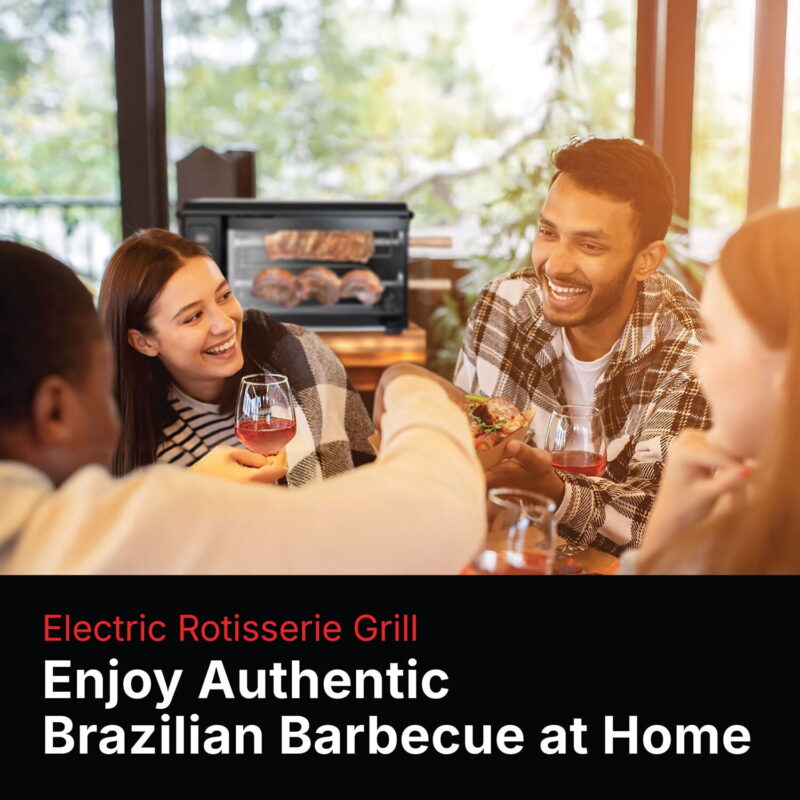 Brazilian Flame 2 Skewer Black Electric Rotisserie Grill with Multi Skewer System - Image 4