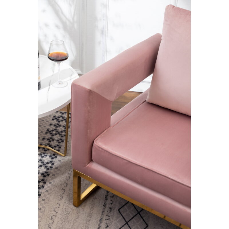 Roundhill Furniture Lenola Contemporary Upholstered Accent Arm Chair, Pink - Image 5