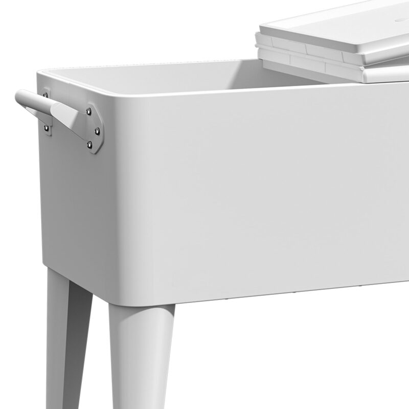 Uforic 80 Quart Rolling Ice Chest Cooler Cart,Outdoor Portable Beverage Cart with Bottle Opener & Drain, White - Image 5