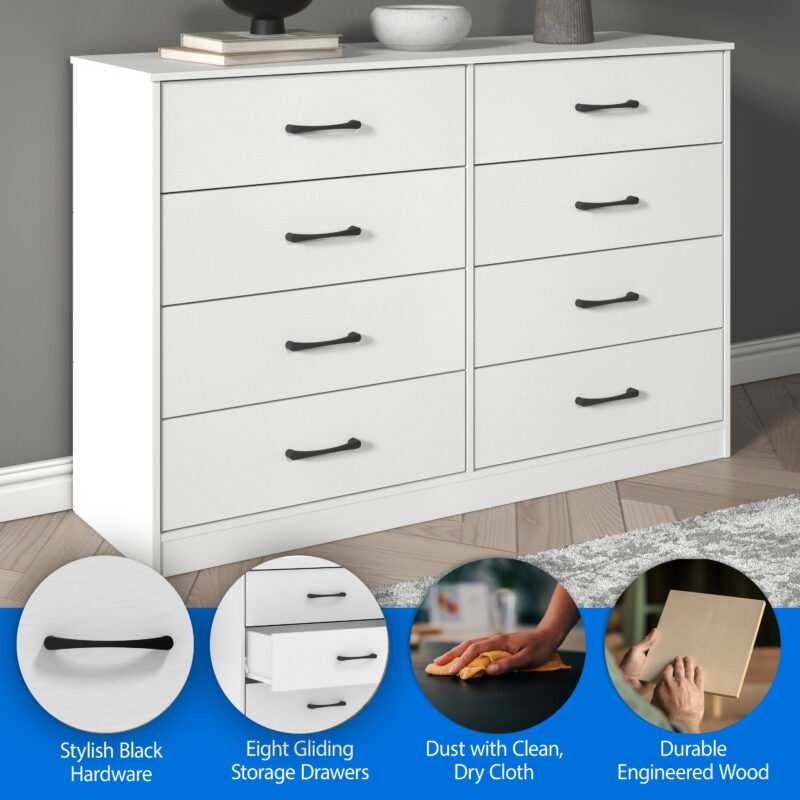 Mainstays Ardent 8 Drawer Dresser, White - Image 6