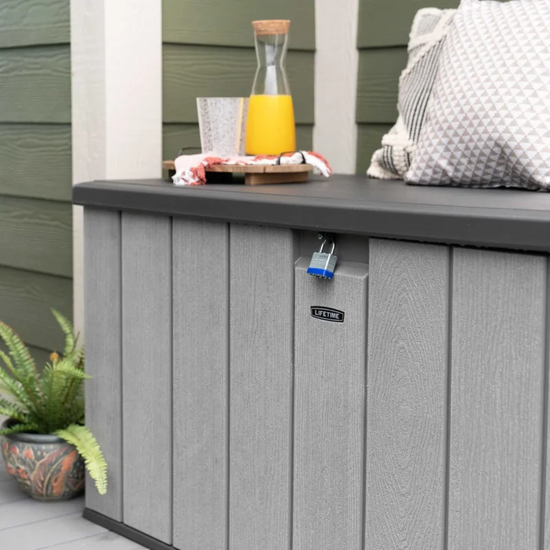 Lifetime New Outdoor Polyethylene Deck Box and Bench 150 Gallon, Gray (60340) - Image 2