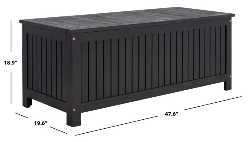 SAFAVIEH Abri Transitional Outdoor Patio Cushion Storage Box, Black - Image 3