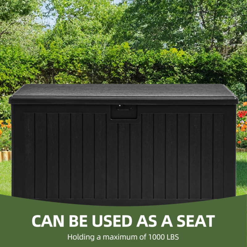 Uforic 150 Gallon Large Outdoor Deck Box, Double-Wall Resin Storage Box with Side Handles, Waterproof & Lockable,Black - Image 6