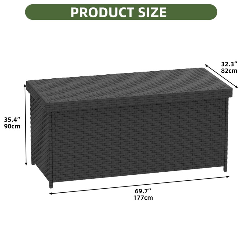 Uforic 260-Gallon Wicker Outdoor Deck Boxes with Waterproof Liner Bag, Rattan Storage Bin, Large Storage Deck Box - Black - Image 5