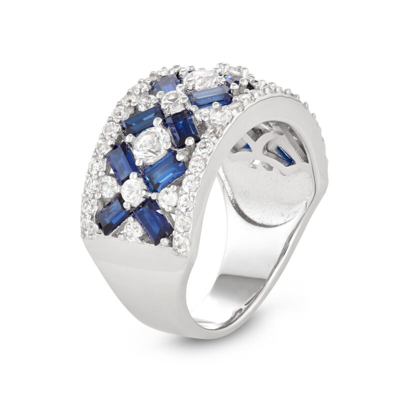 sterling silver created sapphire crossover ring - Image 2