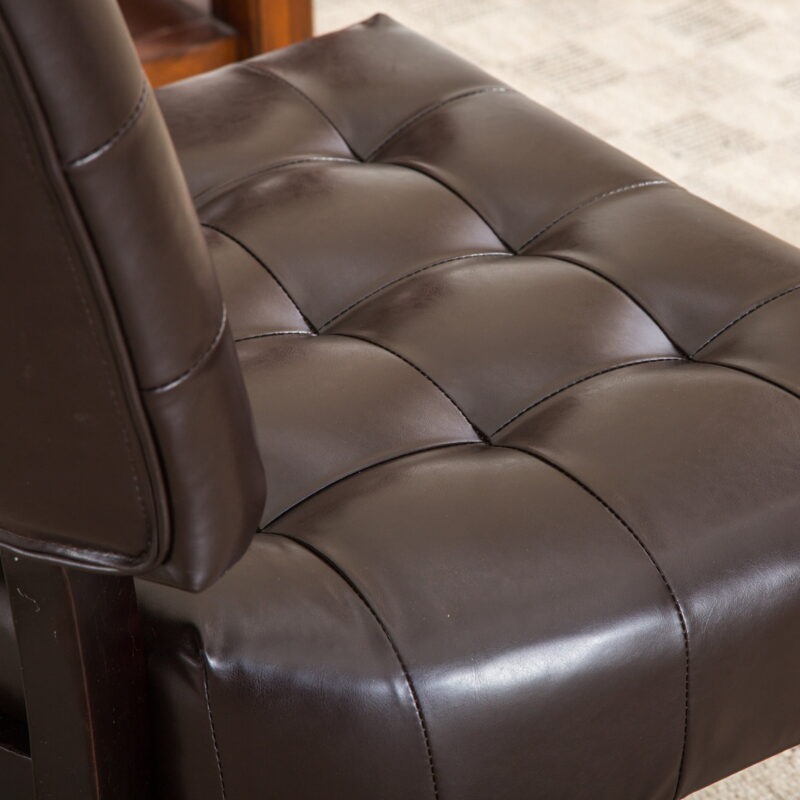 Roundhill Furniture Blended Leather Tufted Accent Chair with Oversized Seating, Brown Faux Leather - Image 5