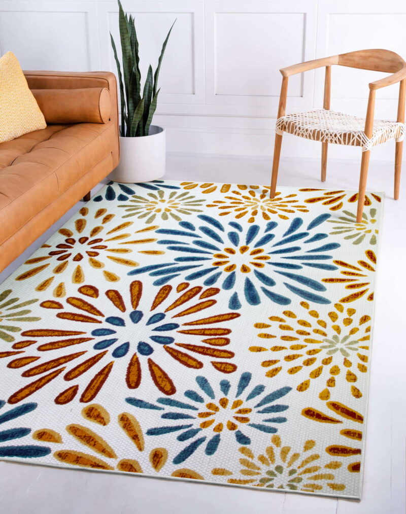 Leick Home Beam Multicolor Flower Rectangle Indoor/Outdoor Area Rug, 5'3" x 7' - Image 7