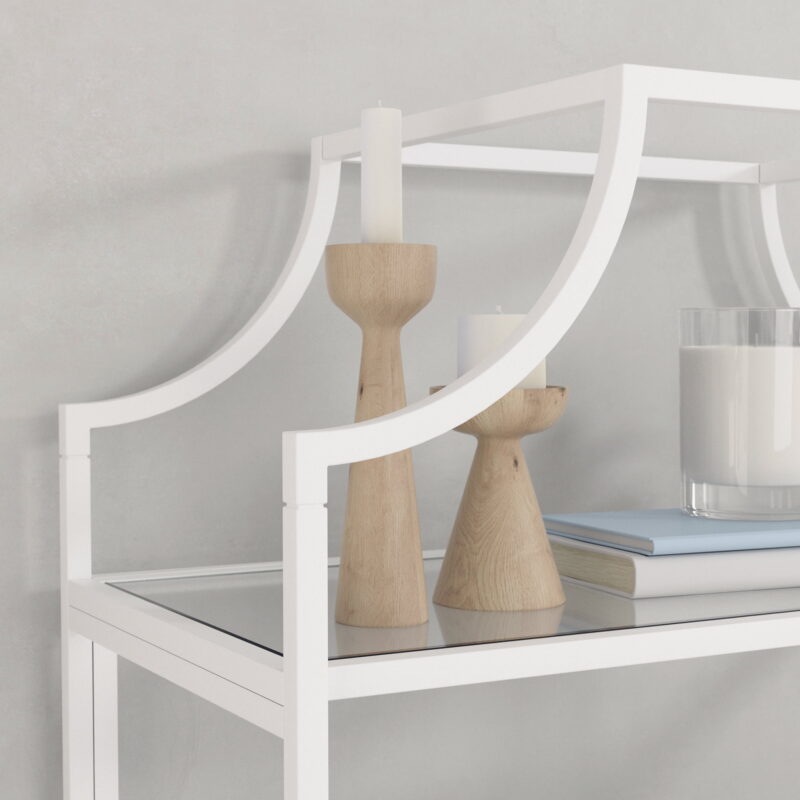 Sauder Anda Norr 5-Shelf Metal Framed Glass Bookcase, White Finish - Image 5