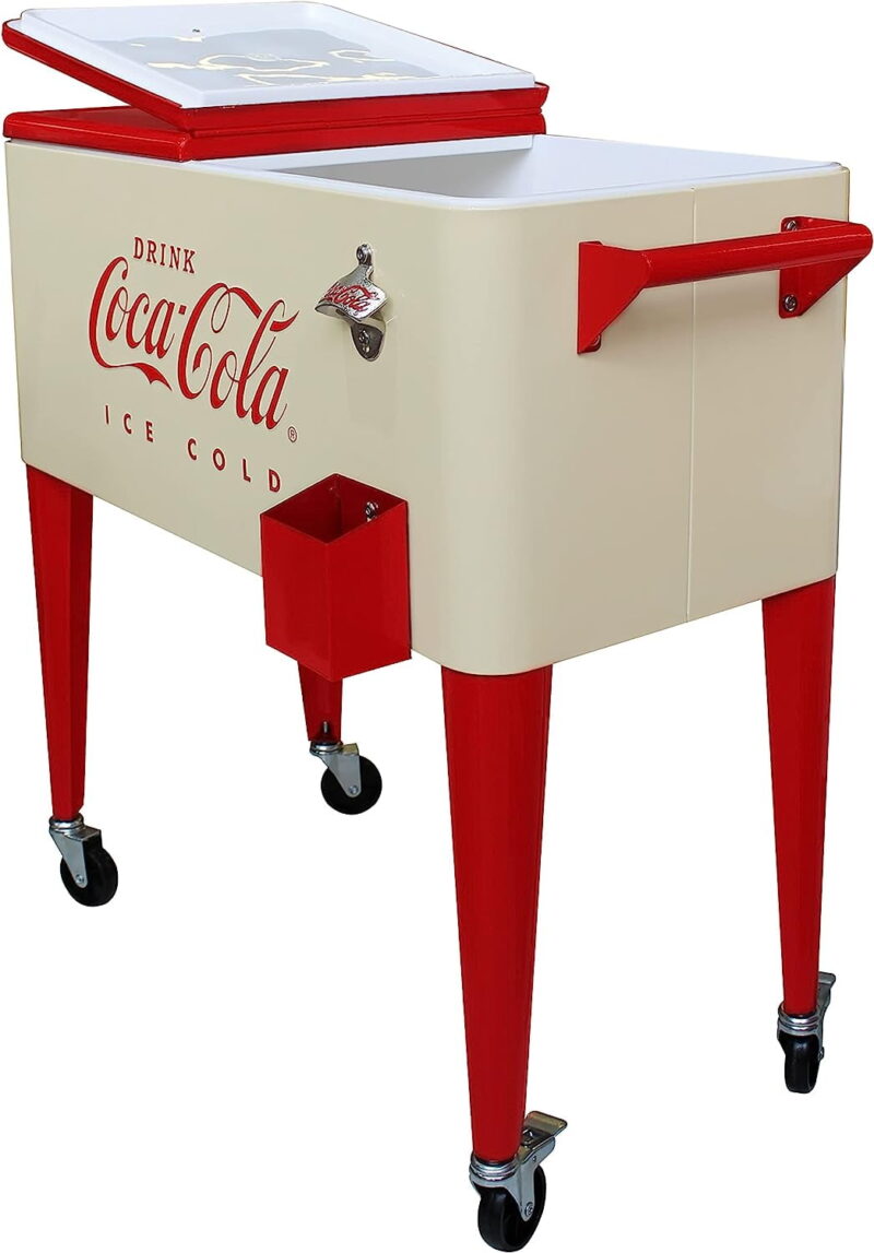 Leigh Country CP 98131 80 Qt. Coca-Cola Vanilla Embossed Metal Outdoor "Ice Cold" Cooler - Image 5