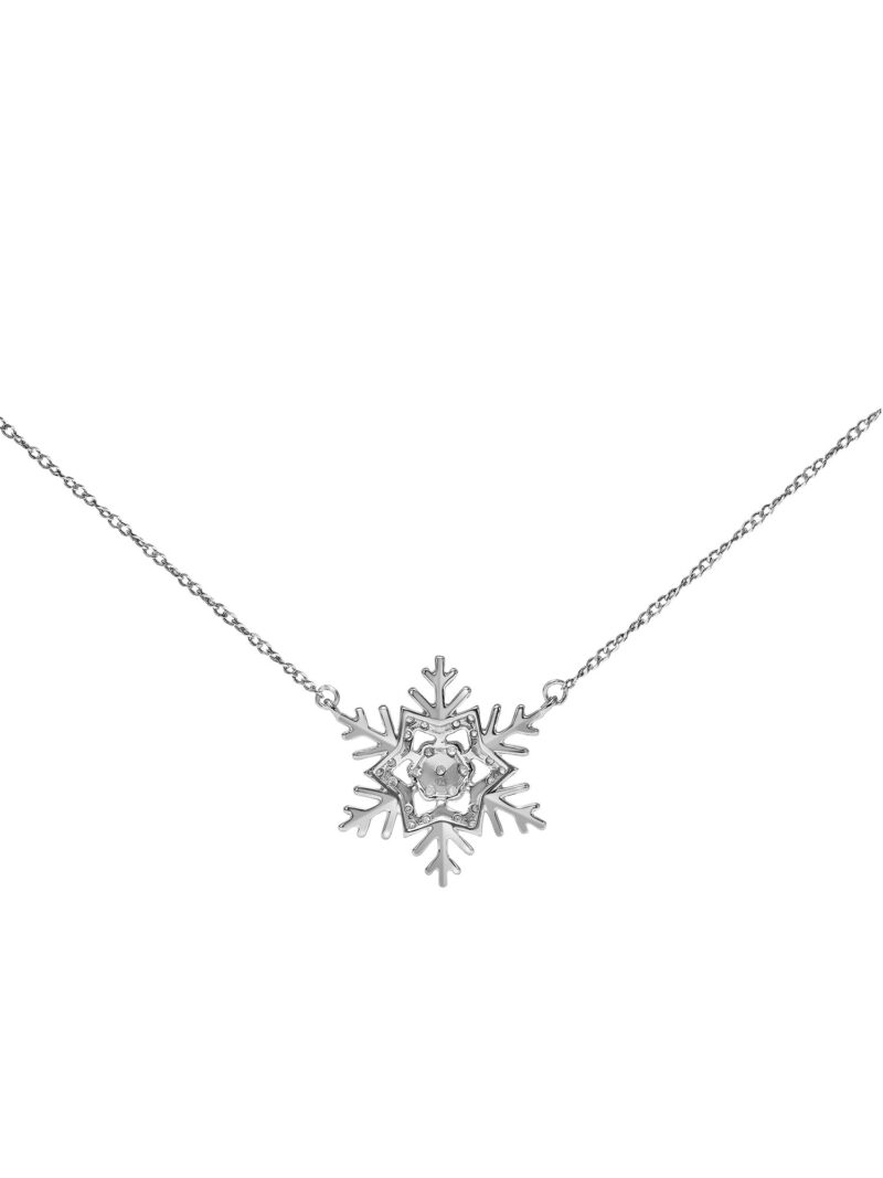 Keepsake 1/10ctw Diamond Sterling Silver Snowflake Necklace (I-J, I3), 17" - Image 2