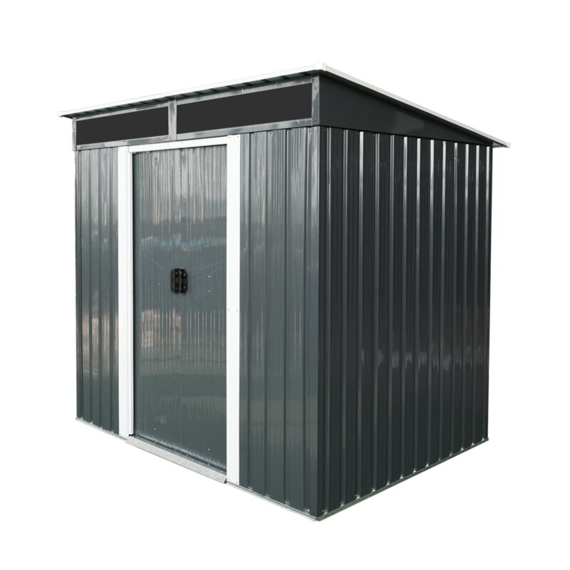 AENKYO Outdoor storage sheds 6FTx5FT Pent roof with Double Lockable Doors for Backyard Patio Lawn - Black - Image 5