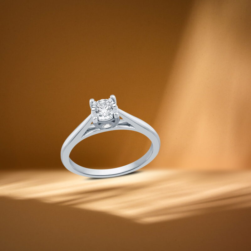 Forever Bride Women's 10K White Gold Solitaire Engagement Ring, 1/4 CTTW Round Diamond (I2, H-I) - Image 2