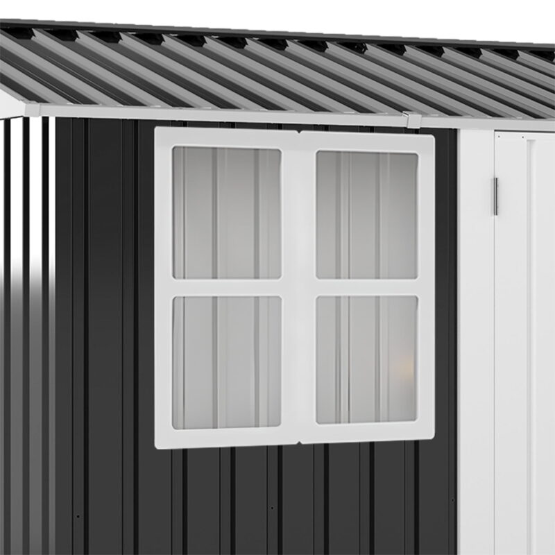 Uforic 8x6ft Outdoor Storage Shed with Windows & Secure Lockable Doors and Sloped Roof Large Steel Shed for Patio, Garage, Lawn - Image 4