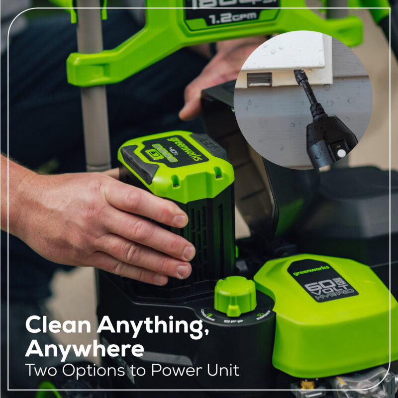 Greenworks 60V Hybrid 1800 PSI 1.2 GPM Cold Water Pressure Washer with (2) 4Ah Batteries & Charger 5129102 - Image 3