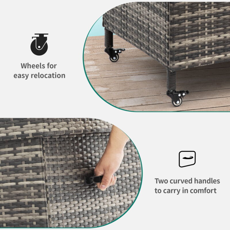 Uforic 200 Gallon Outdoor Wicker Storage Box, Extra Large Rattan Deck Box,Waterproof Patio Storage Box w/Storage Net,Grey - Image 2