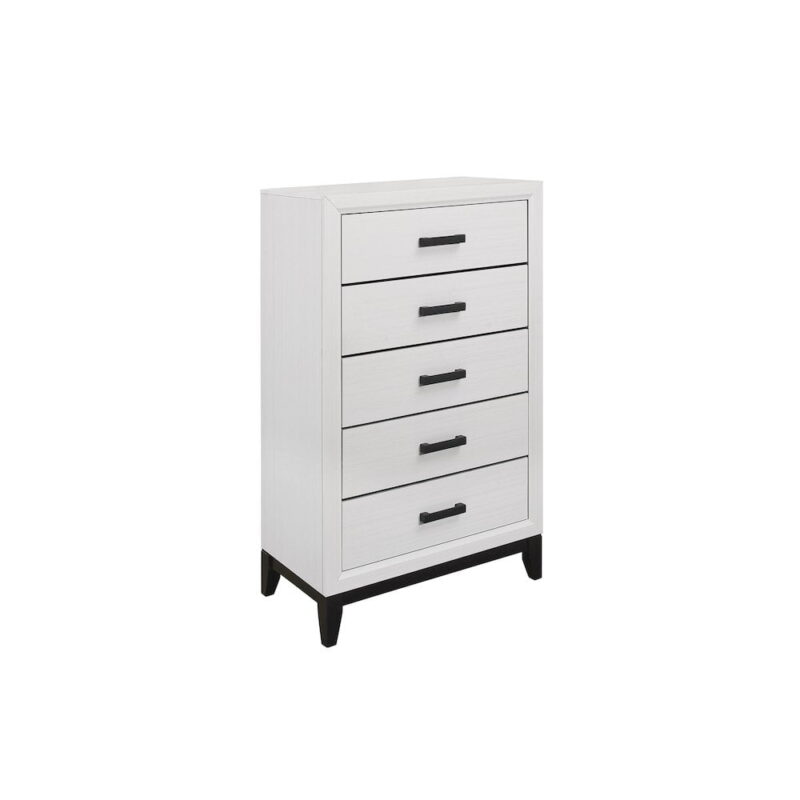 Global Furniture USA Kate White and Black 5-Drawer Bedroom Chest - Image 3