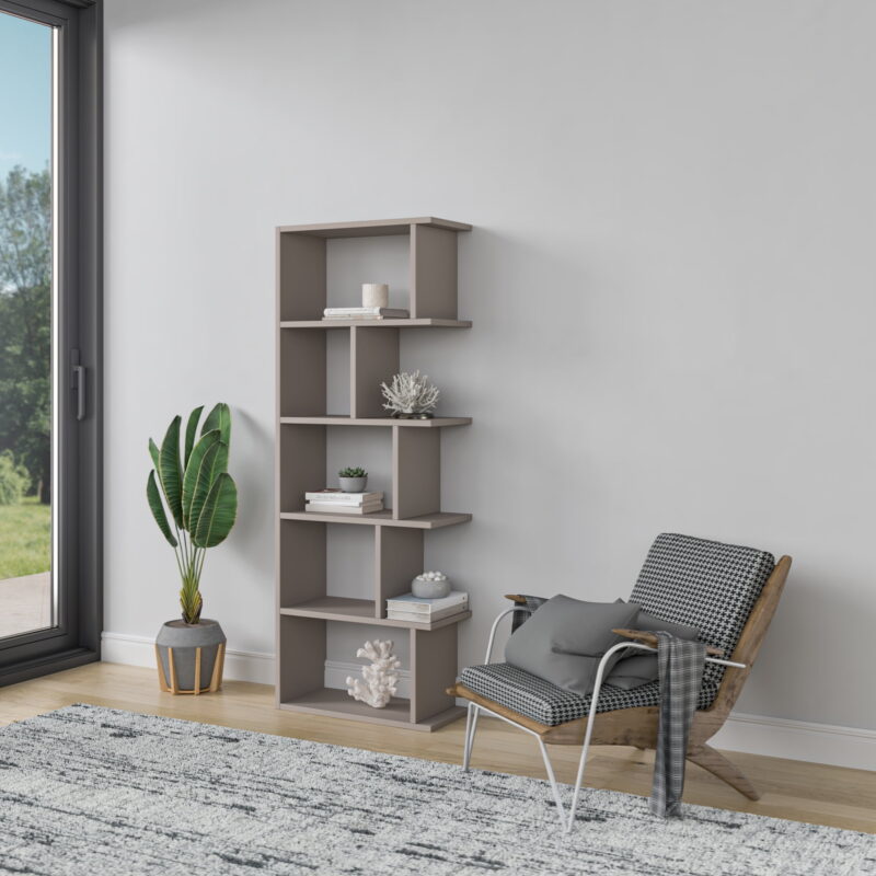 Ada Home Decor Bayside Multiple Tier Open Shelf Modern Bookcase, Light Mocha - Image 2