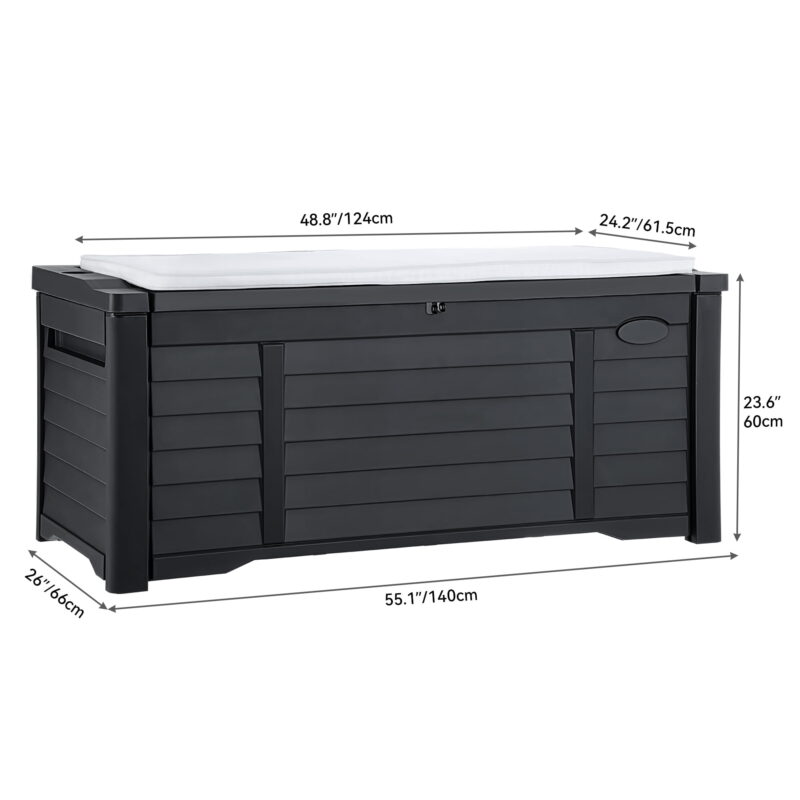 Dextrus Outdoor 120 Gallon Resin Deck Box, Black - Image 2