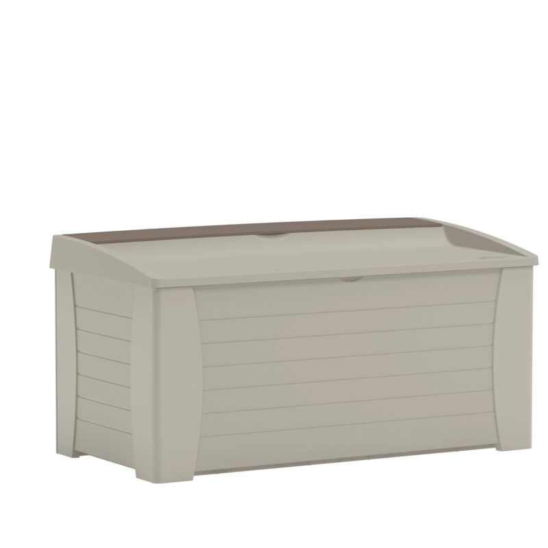 Suncast 127 Gal Outdoor Patio Storage Deck Box/Seat, Resin, Taupe, 54.5" D x 27" H x 28" W 35 lbs. - Image 3
