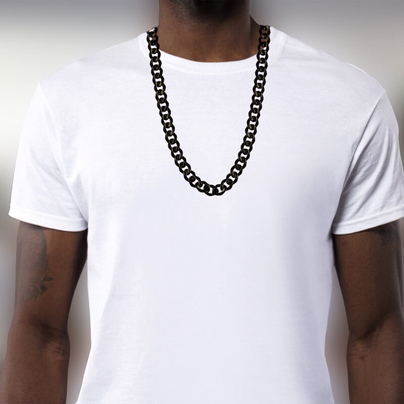Mens Black Plated Stainless Steel Cuban Link Chain Necklace - Image 2
