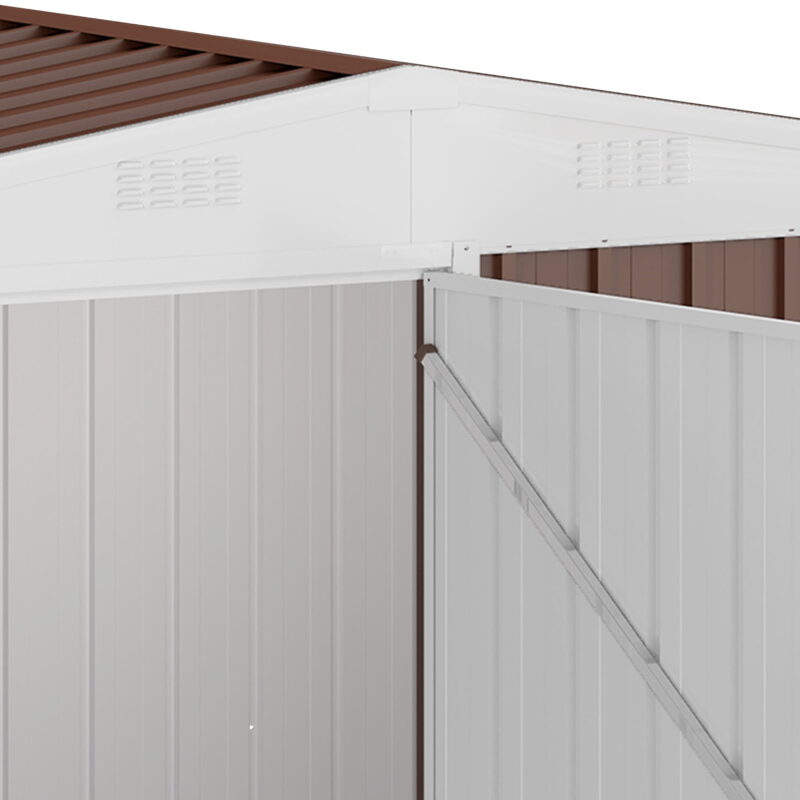 Uforic 8x4 FT Outdoor Metal Storage Shed with Shelves, Lockable Tool Cabinet for Garden (Brown) - Image 4