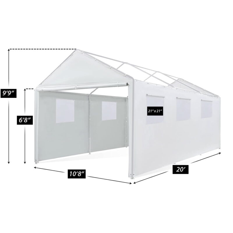 King Canopy Side Wall Kit 10'8" x 20' x 0' White Carport - Image 3