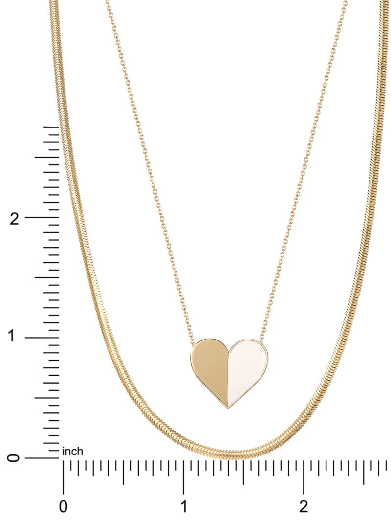 JS Jessica Simpson Women's Gold Plated Sterling Silver Heart and Snake Chain Necklace Set - Image 2