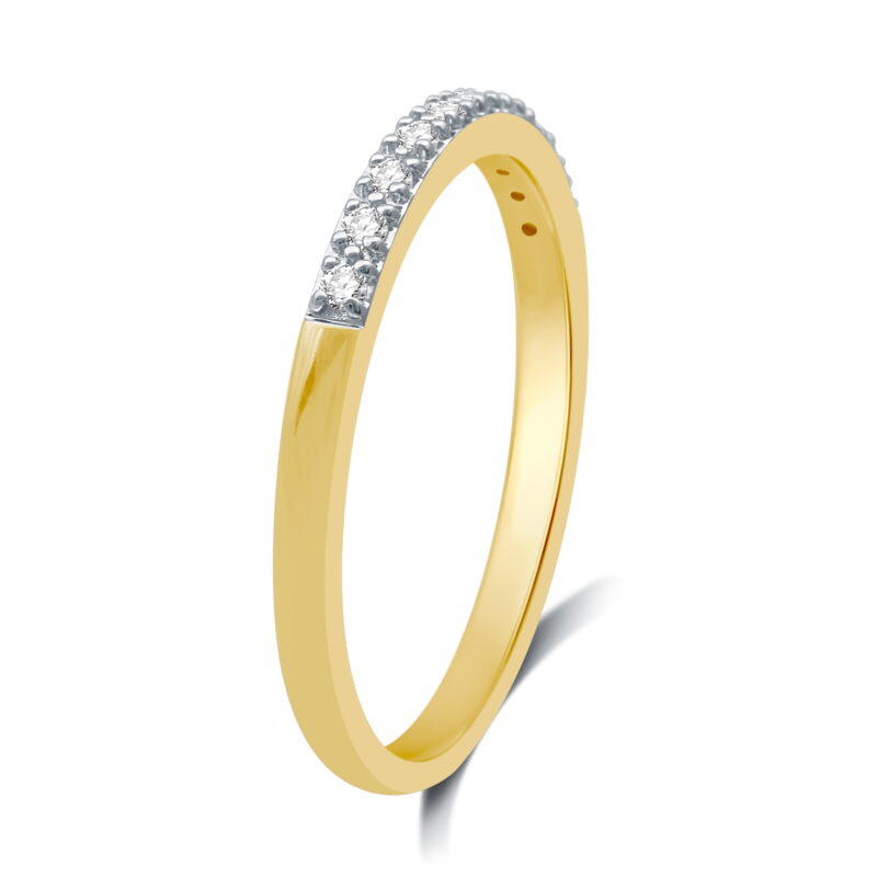 Forever Bride Women's 10K Yellow Gold Pave Stackable Wedding Band, 1/4 CTTW Diamond (I2, H-I) - Image 3