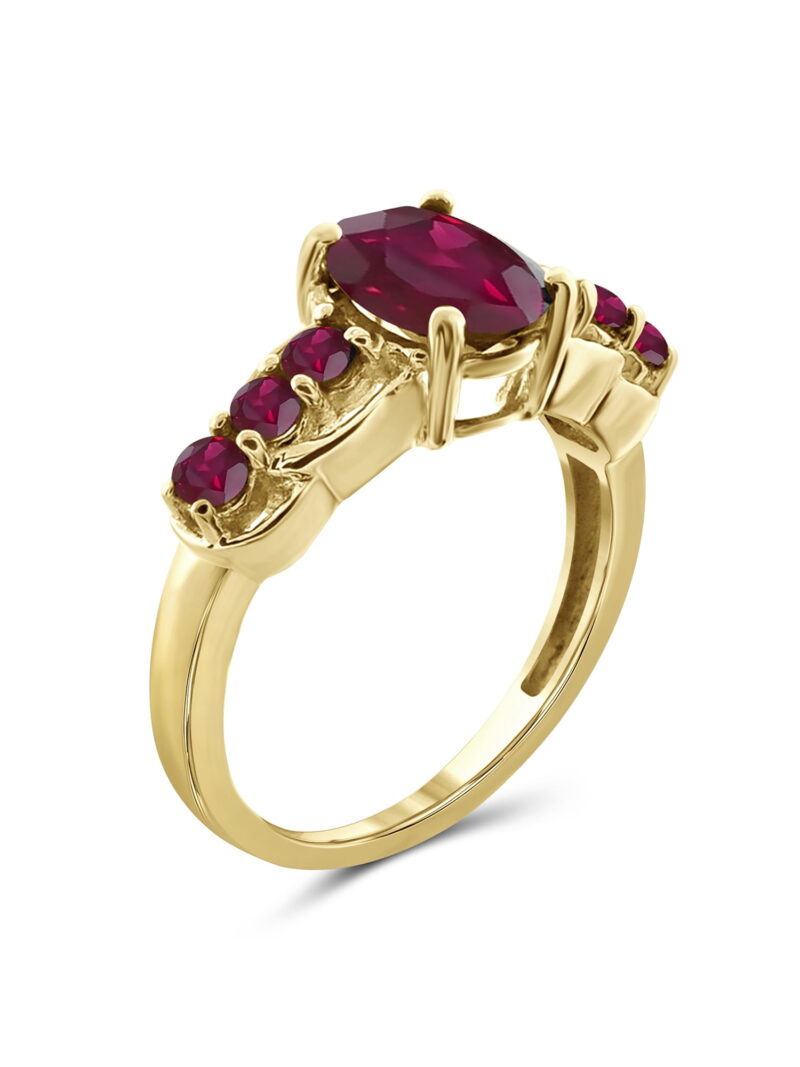 JewelersClub Ruby Ring Birthstone Jewelry – 3.00 Carat Ruby 14K Gold Plated Silver Ring Jewelry – Gemstone Rings with Hypoallergenic 14K Gold Plated Silver Band - Image 2