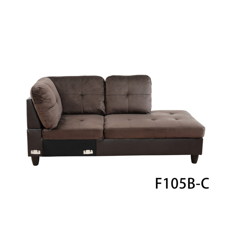 Hommoo 4 Seats Flannel and PVC Sectional Sofa Couch Set, Modern L Shaped Sectional Couch, Living Room Furniture Set, Dark Brown - Image 4