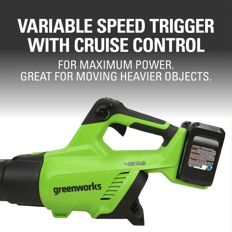 Greenworks 48V Brushless 515​CFM 125MPH Leaf Blower + 2 (24V) 2.0Ah Batteries & 4A Dual Port Charger - Image 6